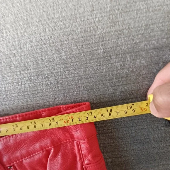 Valabasas Stacked Faux Leather Cargo Pants Mens 36x36 Matte Red Banjo Flared Leg